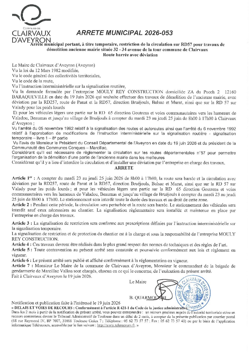 travaux de démolition – route barrée